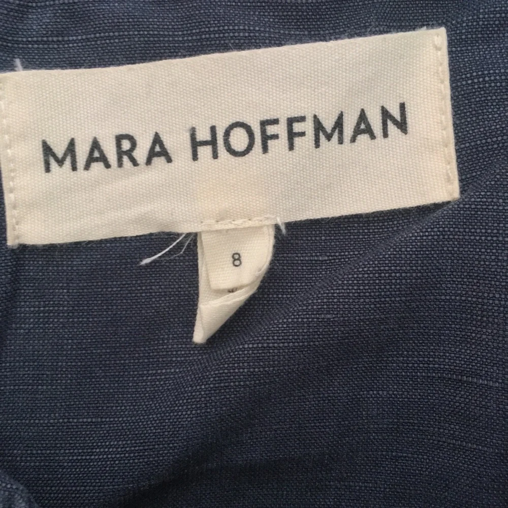 Mara Hoffman Mika Puff-Sleeve Linen Blend Button-Front Maxi Dress in Navy Blue - Picture 11 of 12